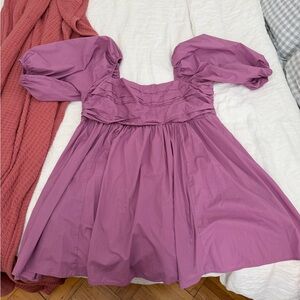 Abercrombie & Fitch Mauve Puff Sleeve Mini Dress